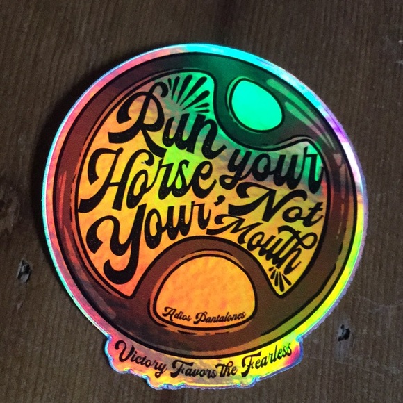 adios panelones Accessories - Adios Pantalones sticker barrel racing cowgirl rodeo festival run horse bit moto